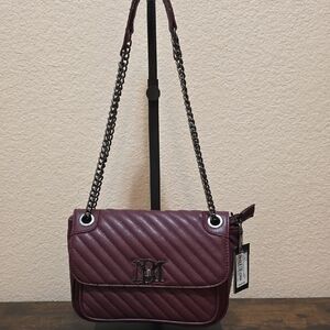 Badgley Mischka Plum Quilted Shoulder Bag